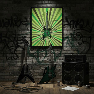 Affiche Guitar vert