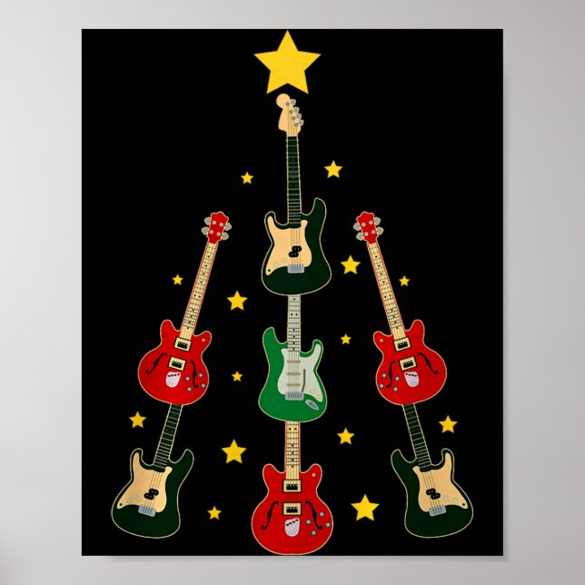 Affiche Guitar Xmas Tree Musical Guitar Lovers Guitarist C (Devant)