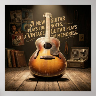 Affiche Guitare à caisse creuse classique Sunburst