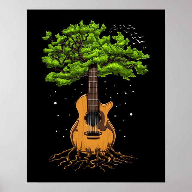 Affiche Guitare Acoustique Arbre De Vie (Devant)