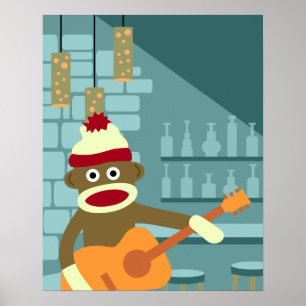 Affiche Guitare acoustique de singe-Sock