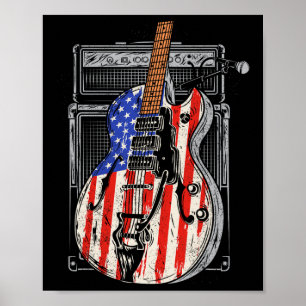 Affiche Guitare américaine 4 juillet guitariste Usa Cou