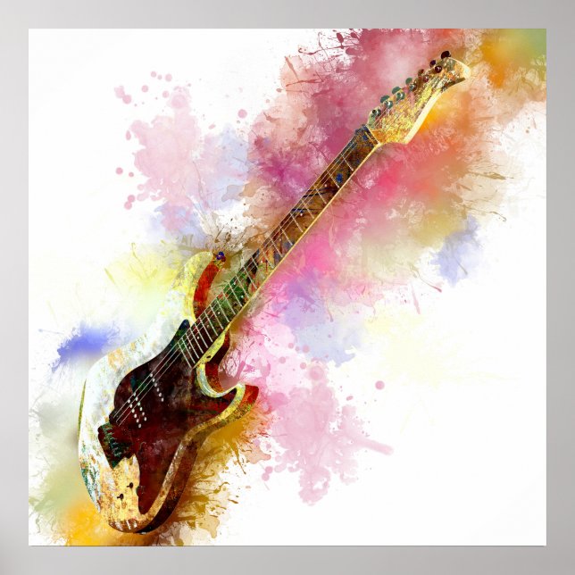 Affiche Guitare colorée (Devant)