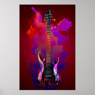 Affiche Guitare colorée