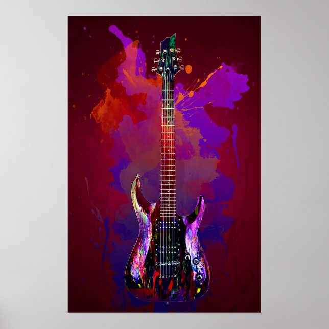 Affiche Guitare colorée (Devant)
