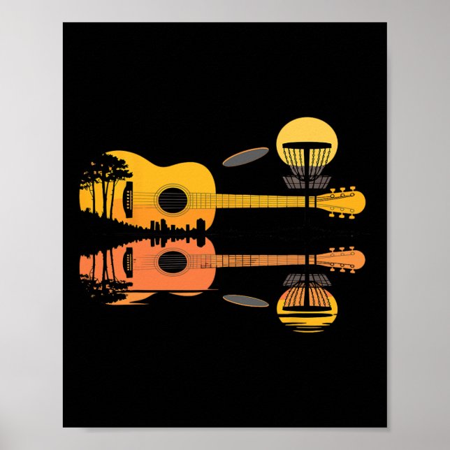 Affiche Guitare de Disc Golf Coucher de soleil Nature Refl (Devant)
