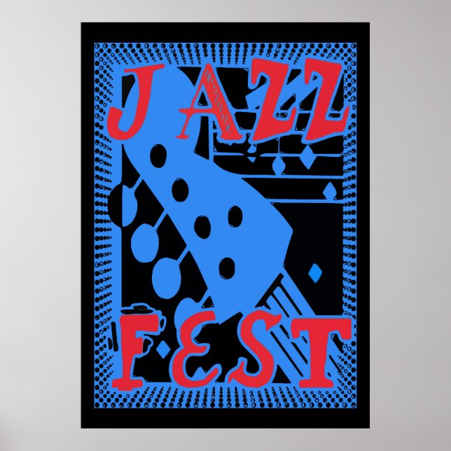 Affiche Guitare de la Fête de Jazz en Blue Too (Devant)