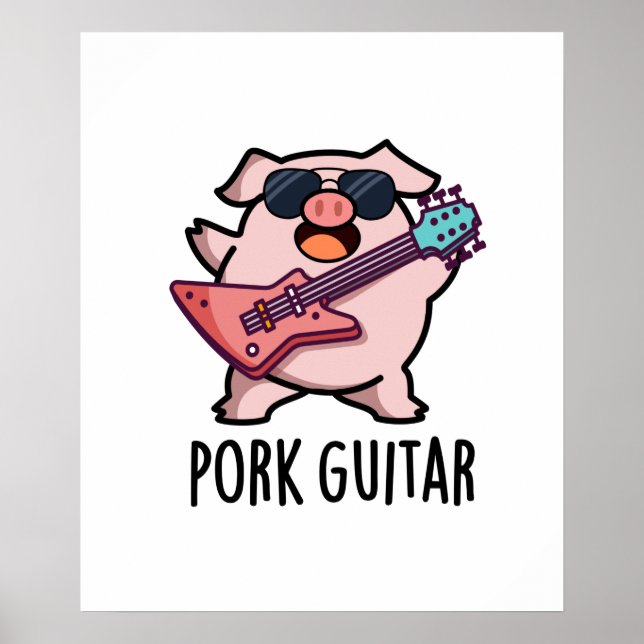 Affiche Guitare de porc Funny Rock Guitare Pig Pun (Devant)