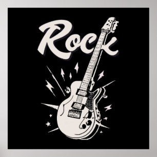 Affiche Guitare électrique avec mot rock