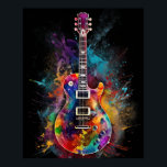 Affiche Guitare électrique éclatante de couleur<br><div class="desc">Ajoutez une touche d'inspiration musicale à votre décor maison avec ce design d'art étonnant. Doté d'une guitare acoustique colorée contre un arrière - plan noir qui fait vraiment éclater les couleurs, ce morceau est parfait pour les amateurs de musique et les amateurs de toutes sortes. Cette oeuvre d'art fait un...</div>