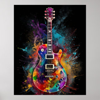 Affiche Guitare électrique éclatante de couleur