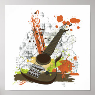 Affiche guitare électrique grunge