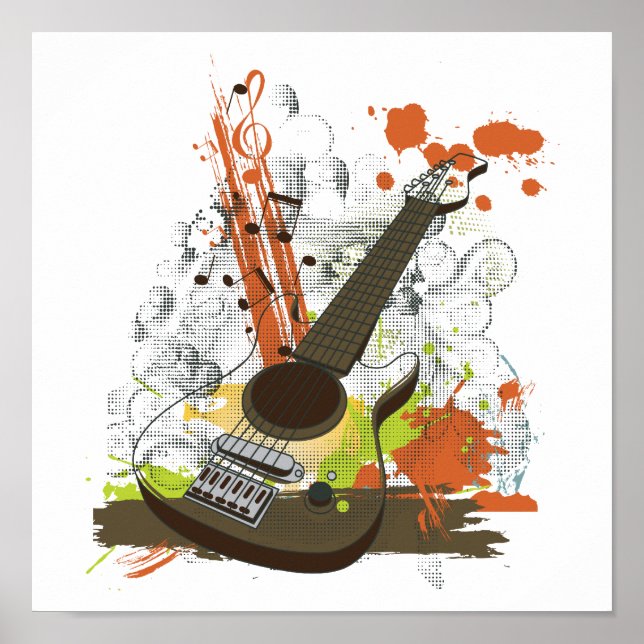 Affiche guitare électrique grunge (Devant)