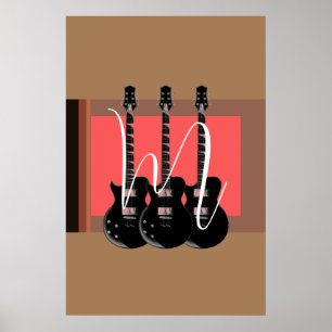 Affiche Guitare électrique Pop Art Monogramme Initial