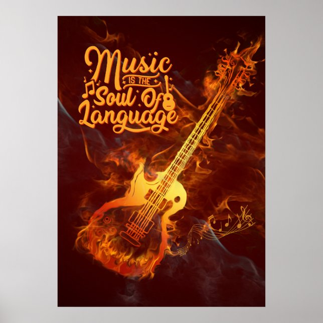 Affiche Guitare en feu | La musique est l'âme du langage (Devant)