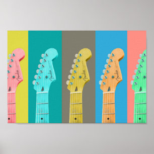 Affiche Guitare Girl musique moderne pastel coloré