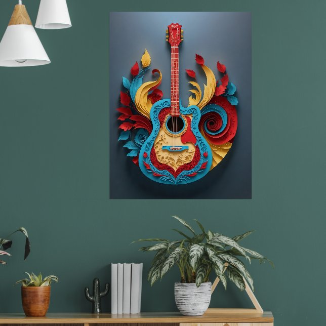 Affiche Guitare Imaginaire colorée (Salon 1)