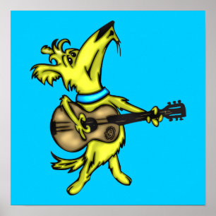 Affiche Guitare jouant le chien