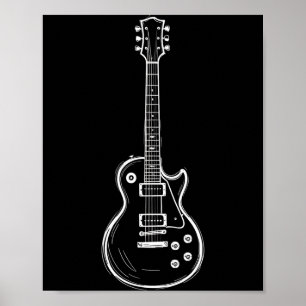 Affiche Guitare minimale Art de ligne Drôle Amateur de mus