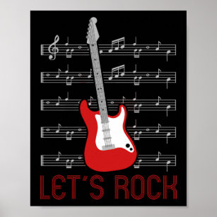Affiche Guitare Music Lets Rock Notes