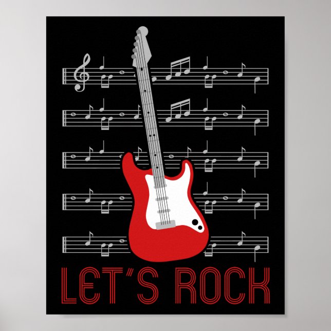 Affiche Guitare Music Lets Rock Notes (Devant)