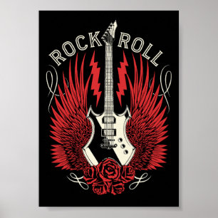 Affiche Guitare Rock & Roll Roses