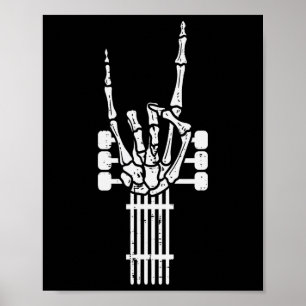 Affiche Guitare Skeleton Rock N Roll Rocker Sign Punk Hall