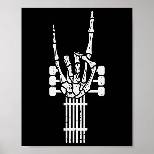 Affiche Guitare Skeleton Rock n Roll Rocker Sign Punk Hall (Devant)