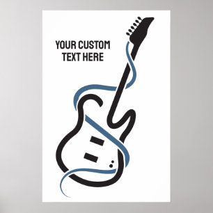 Affiche Guitare stylisée de texte personnalisé