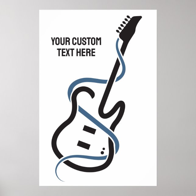 Affiche Guitare stylisée de texte personnalisé (Devant)
