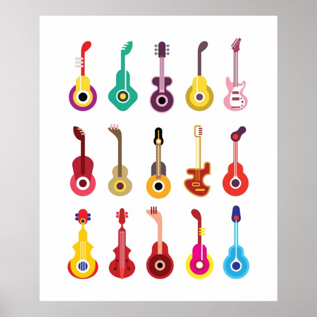 Affiche Guitares colorées (Devant)
