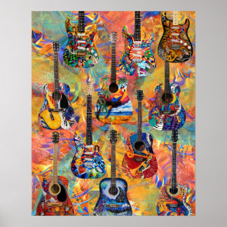 Affiche Guitares colorées-Guitares électriques-Guitares ac