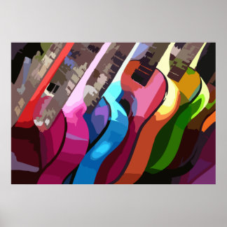 Affiche Guitares de musique colorée