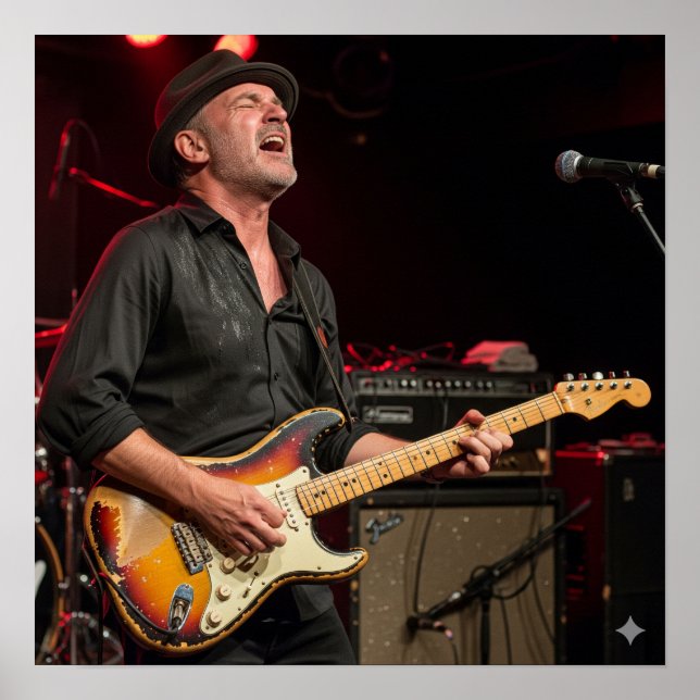 Affiche Guitariste blues (Devant)