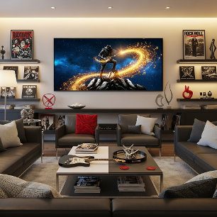 Affiche Guitariste Cosmique Épique Galaxie Magique