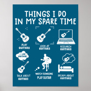 Affiche Guitariste Drôle Joueur de Guitare 6 Choses
