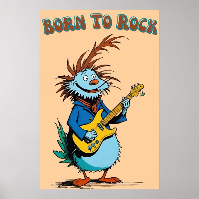 Affiche Guitariste du dessin animé (Devant)
