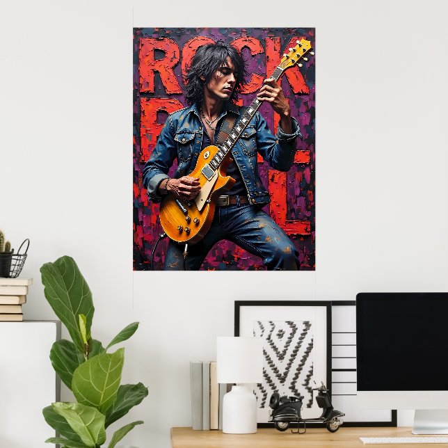 Affiche Guitariste du rock et du roll (Bureau à domicile)