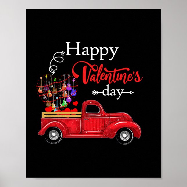 Affiche Guitariste Joyeuse Saint-Valentin Guitariste Anniv (Devant)