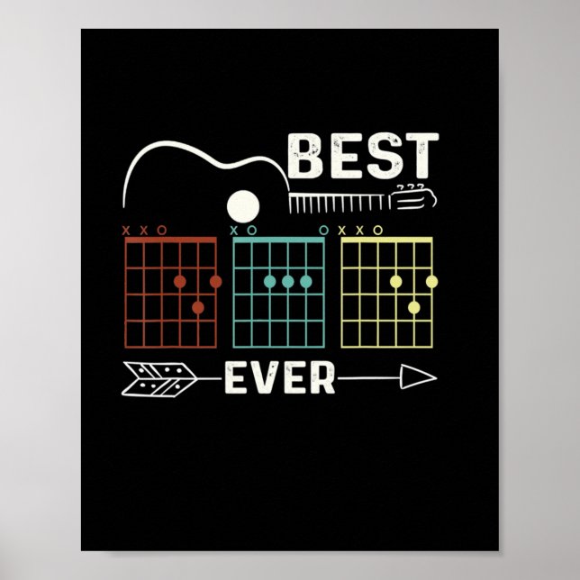 Affiche Guitariste Meilleur papa Jour d'anniversaire (Devant)