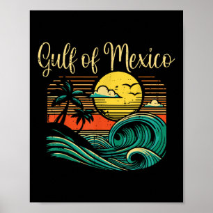 Affiche Gulf Mexico Beach Vagues Surf Vintage Femmes tropi