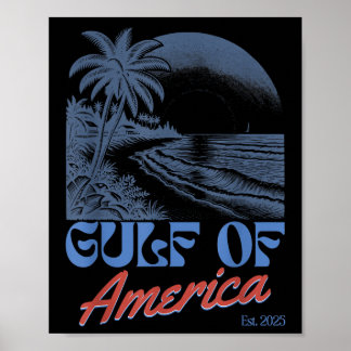 Affiche Gulf Of Us America Est 2025 Retro Vintage Beach