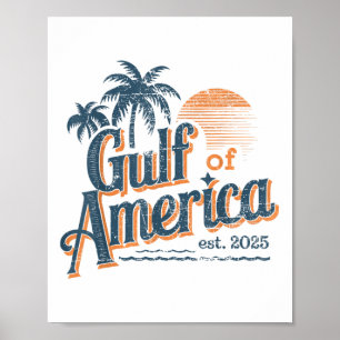 Affiche Gulf Of Us America Est 2025 Retro Vintage Beach