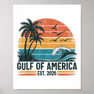 Affiche Gulf Of Us America Est 2025 Retro Vintage Beach