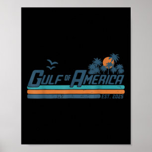 Affiche Gulf Of Us America Est 2025 Retro Vintage Beach _1