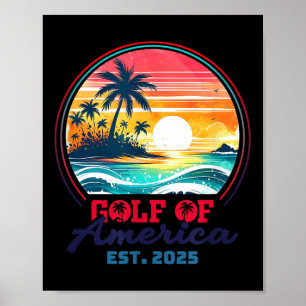 Affiche Gulf Of Us America Est 2025 Retro Vintage Beach _1