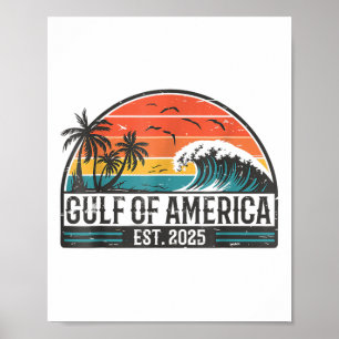 Affiche Gulf Of Us America Est 2025 Retro Vintage Beach _7