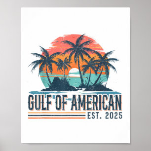 Affiche Gulf Of Us America Est 2025 Retro Vintage Beach Me
