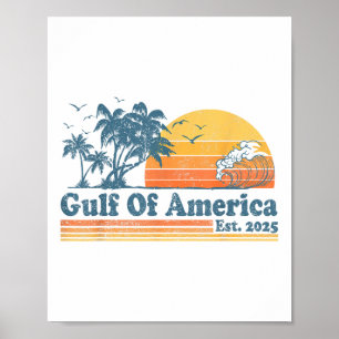 Affiche Gulf Of Us America Est 2025 Retro Vintage Beach Me