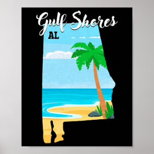 Affiche Gulf Shores Al Vintage Orange Beach Alabyma Voyage